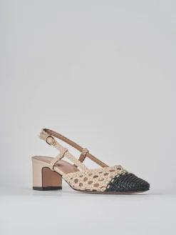 Slingback tacco 5cm pelle beige