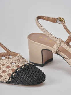 Slingback tacco 5cm pelle beige