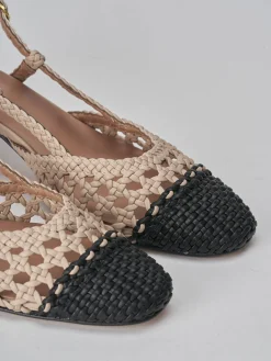 Slingback tacco 5cm pelle beige