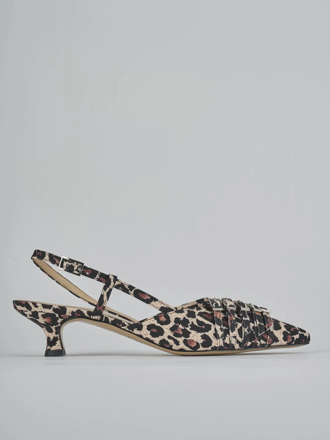 Slingback tacco 4cm pelle multicolor