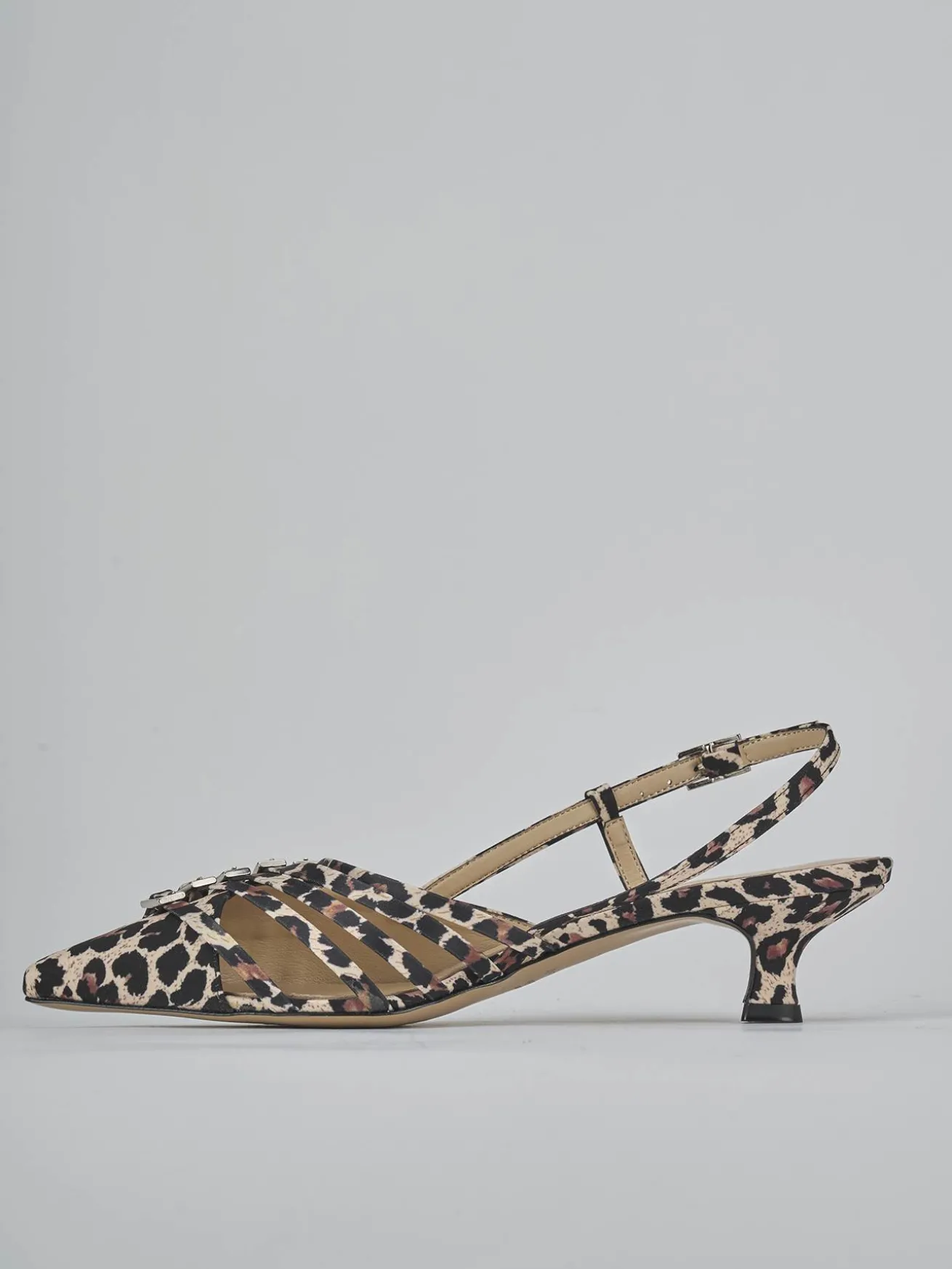 Slingback tacco 4cm pelle multicolor