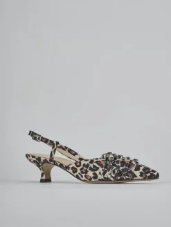 Slingback tacco 4cm pelle multicolor