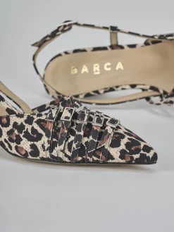 Slingback tacco 4cm pelle multicolor