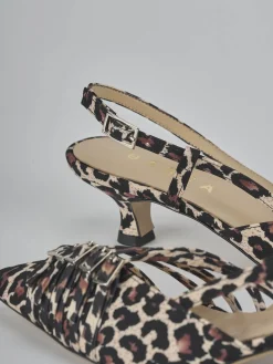 Slingback tacco 4cm pelle multicolor