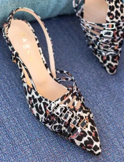 Slingback tacco 4cm pelle multicolor