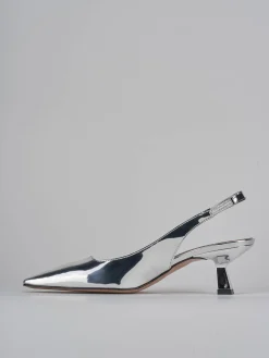Slingback tacco 6cm pelle argento