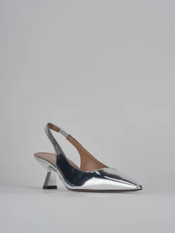 Slingback tacco 6cm pelle argento