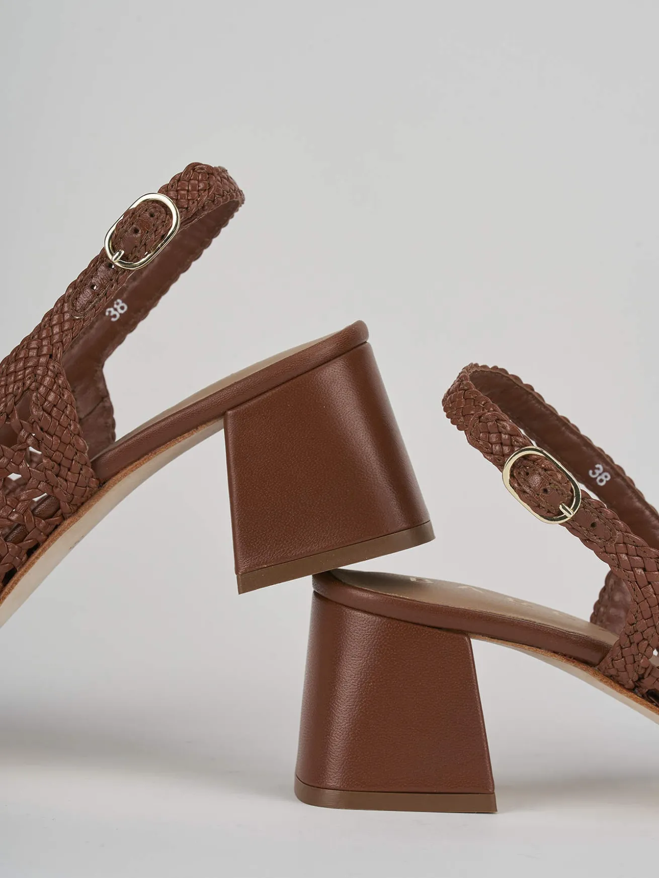 Slingback tacco 5cm pelle marrone