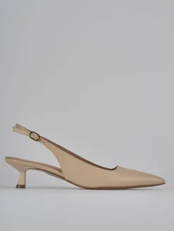 Slingback tacco 5cm pelle beige