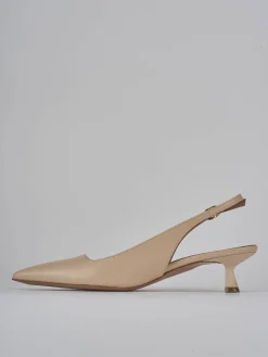 Slingback tacco 5cm pelle beige