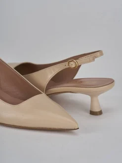 Slingback tacco 5cm pelle beige