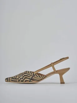 Slingback tacco 5cm pelle beige