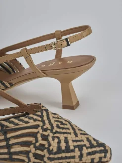 Slingback tacco 5cm pelle beige