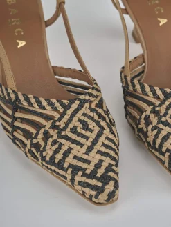 Slingback tacco 5cm pelle beige