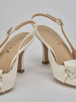 Slingback tacco 7cm pelle bianco