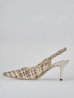 Slingback tacco 7cm pelle beige
