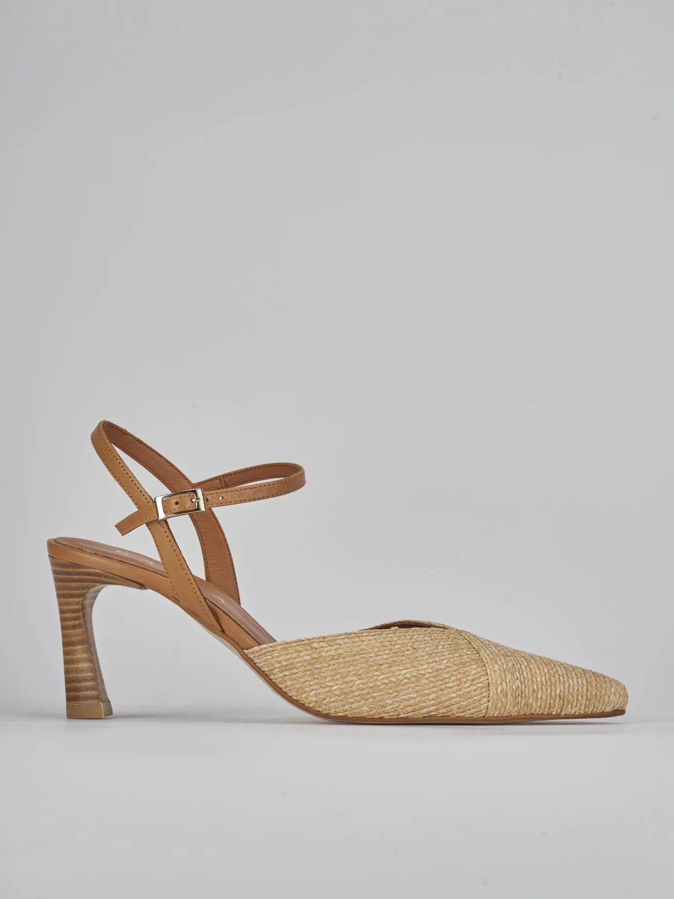 Slingback tacco 8cm pelle beige