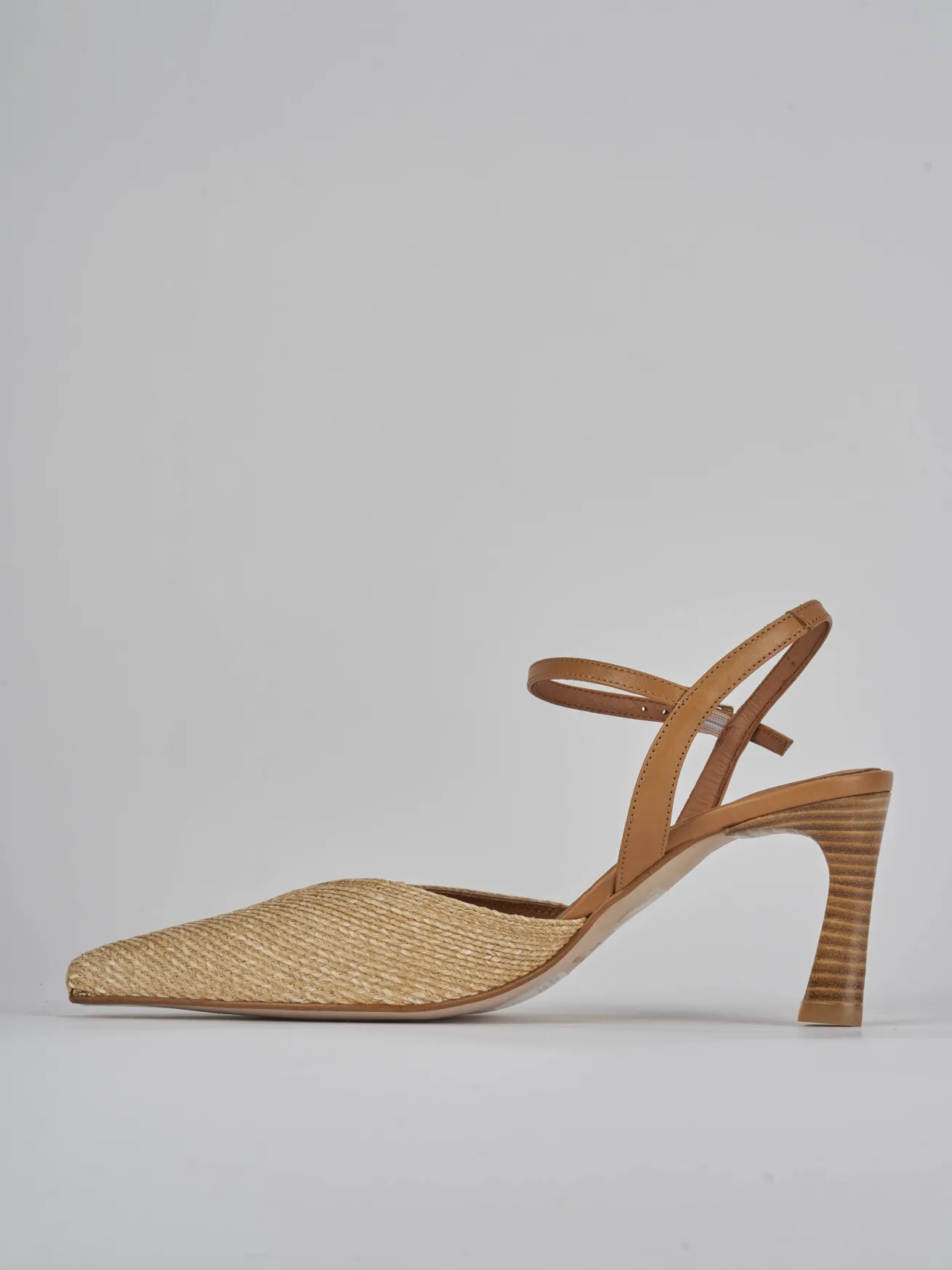 Slingback tacco 8cm pelle beige