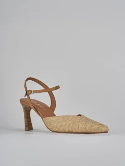 Slingback tacco 8cm pelle beige