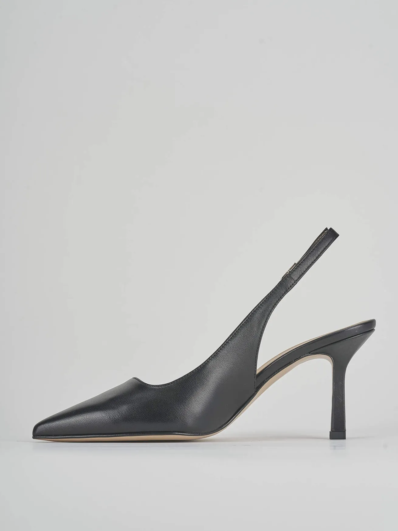 Slingback tacco 8cm pelle nero
