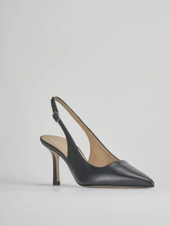 Slingback tacco 8cm pelle nero