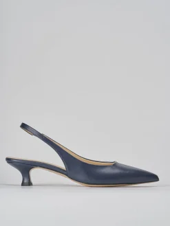 Slingback tacco 3cm pelle blu