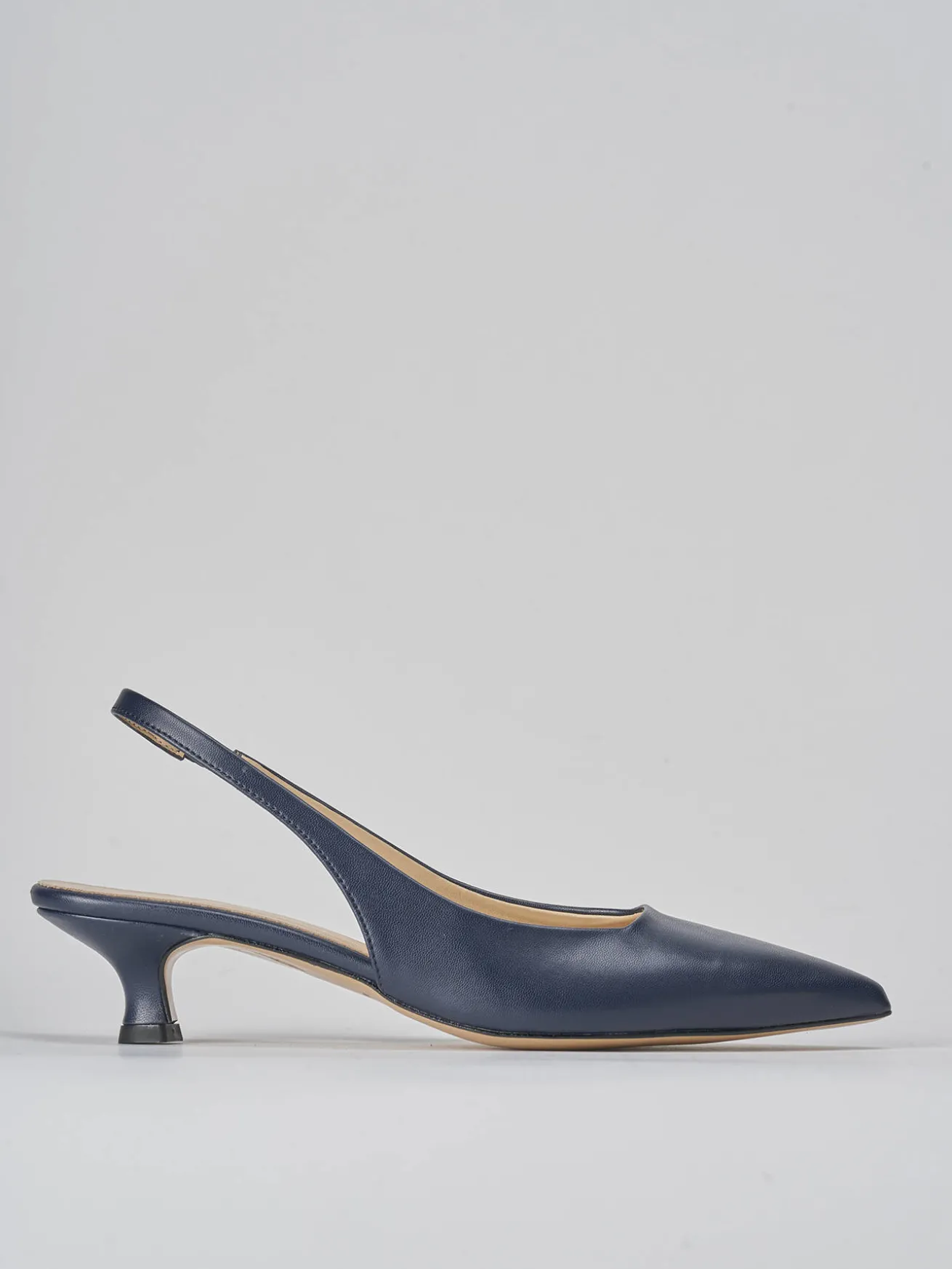 Slingback tacco 3cm pelle blu
