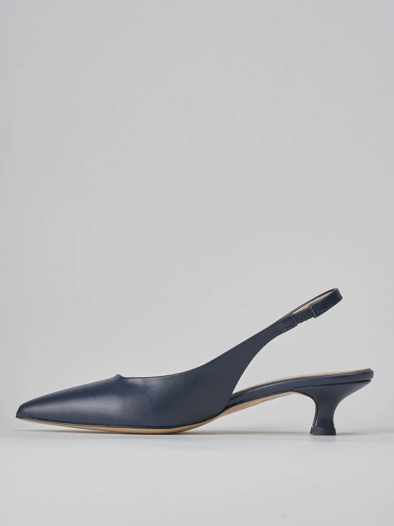 Slingback tacco 3cm pelle blu