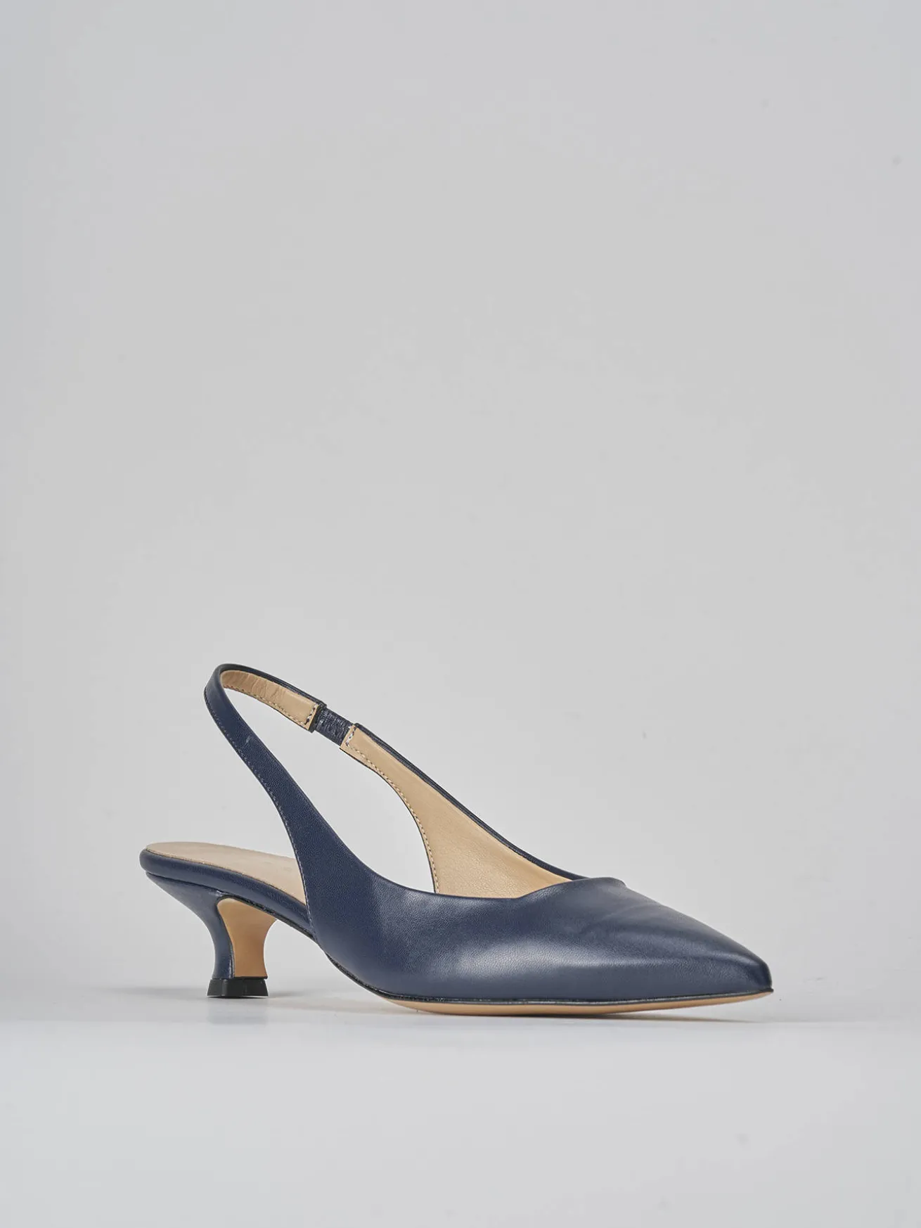 Slingback tacco 3cm pelle blu