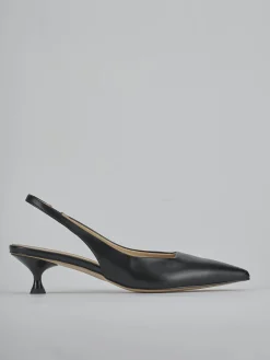 Slingback tacco 4cm pelle nero