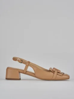 Slingback tacco 4cm pelle beige