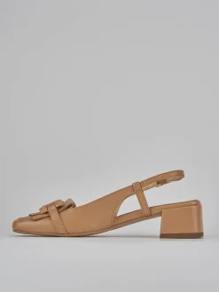 Slingback tacco 4cm pelle beige