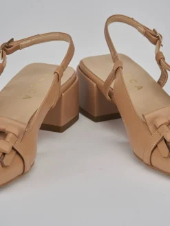 Slingback tacco 4cm pelle beige