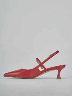 Slingback tacco 5cm pelle rosso