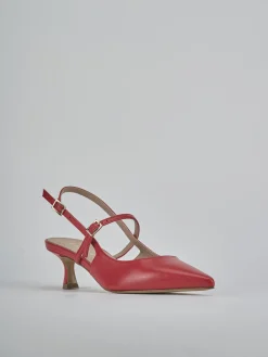 Slingback tacco 5cm pelle rosso