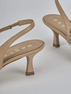 Slingback tacco 5cm pelle marrone