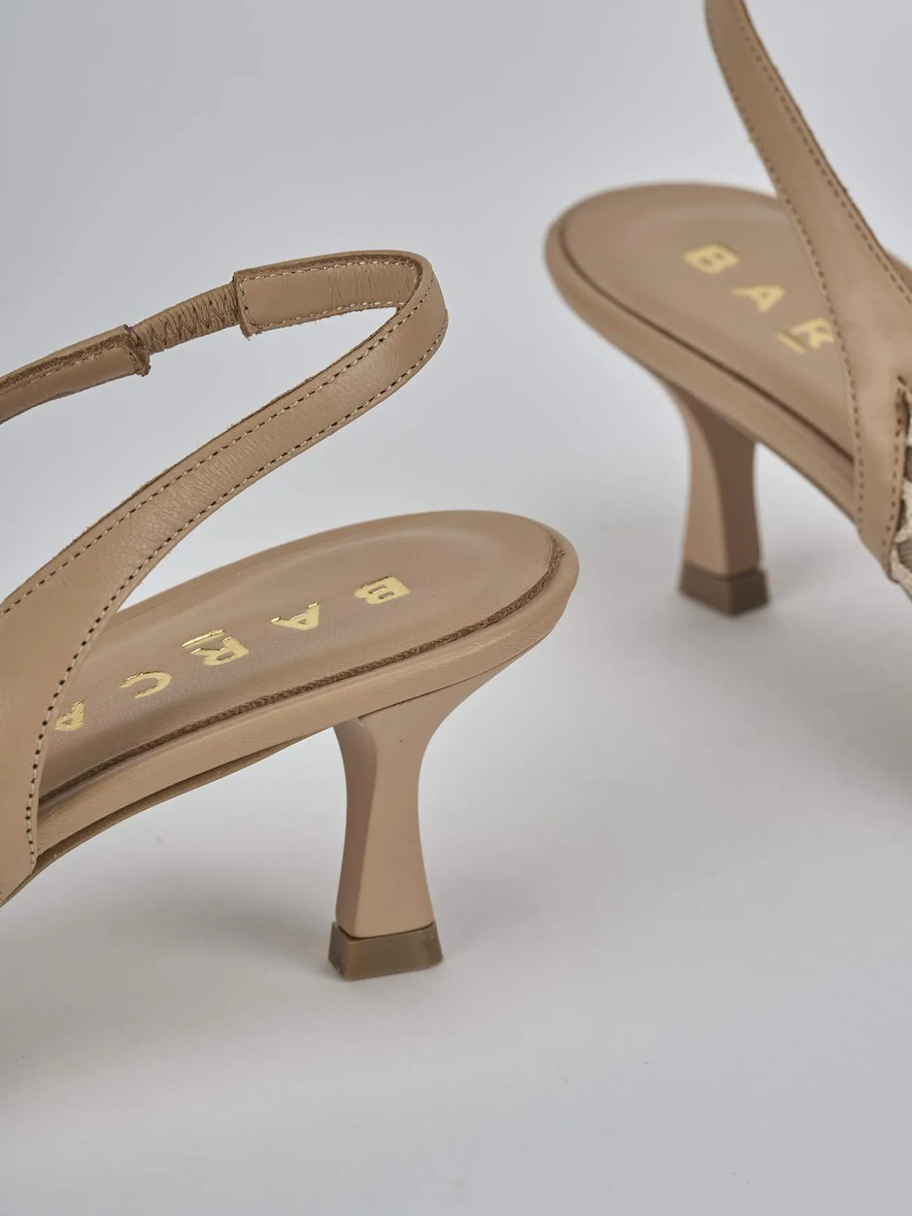 Slingback tacco 5cm pelle marrone