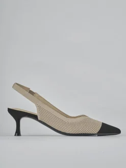 Slingback tacco 5cm pelle beige
