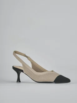 Slingback tacco 5cm pelle beige