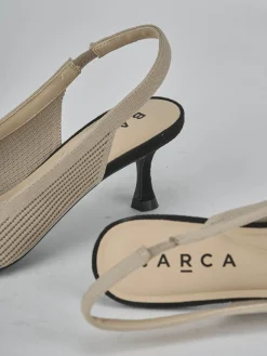 Slingback tacco 5cm pelle beige