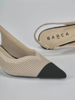 Slingback tacco 5cm pelle beige