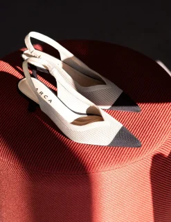 Slingback tacco 5cm pelle beige