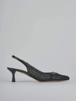 Slingback tacco 5cm pelle nero