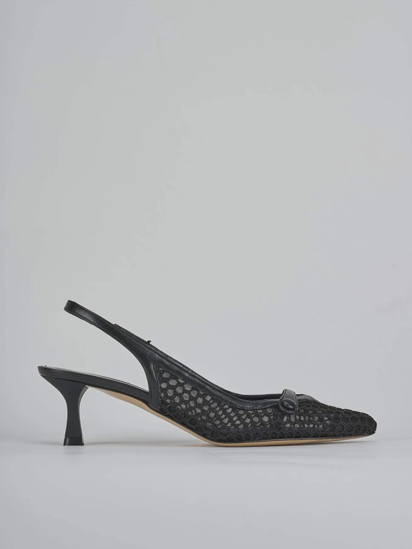 Slingback tacco 5cm pelle nero