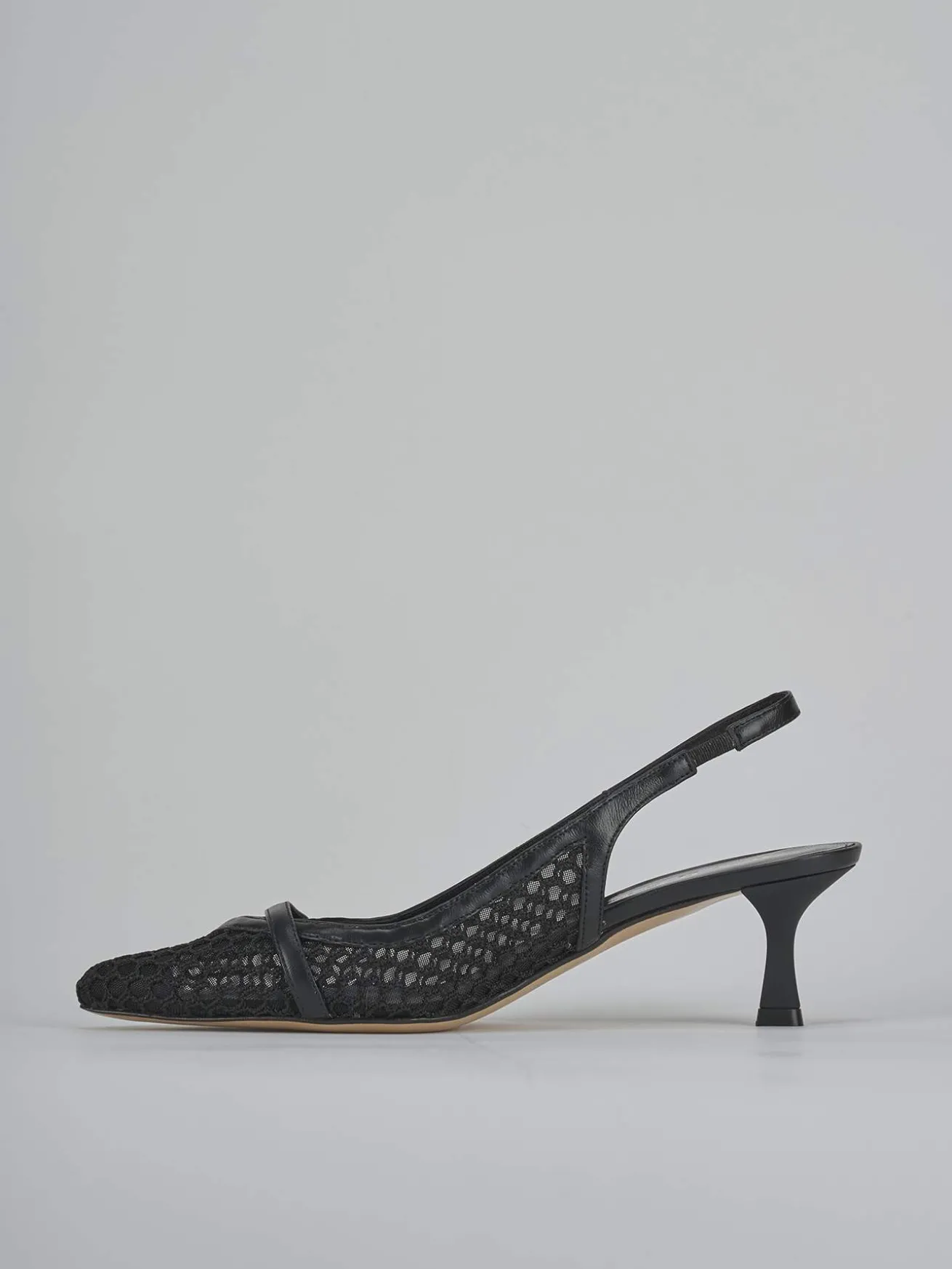 Slingback tacco 5cm pelle nero