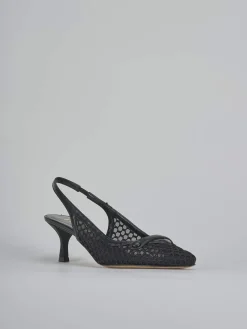 Slingback tacco 5cm pelle nero
