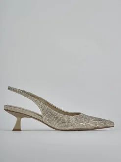 Slingback tacco 5cm pelle oro
