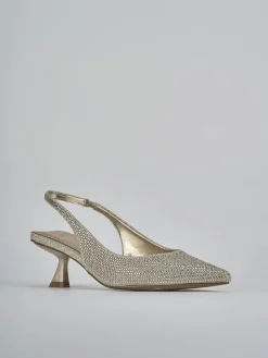 Slingback tacco 5cm pelle oro