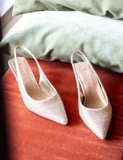 Slingback tacco 5cm pelle oro
