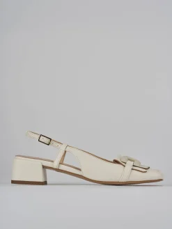 Slingback tacco 4cm pelle bianco
